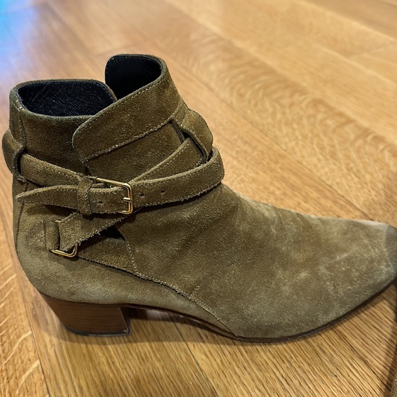 Saint Lauren peanut brittle suede booties- more like a rust color - Picture 3 of 8